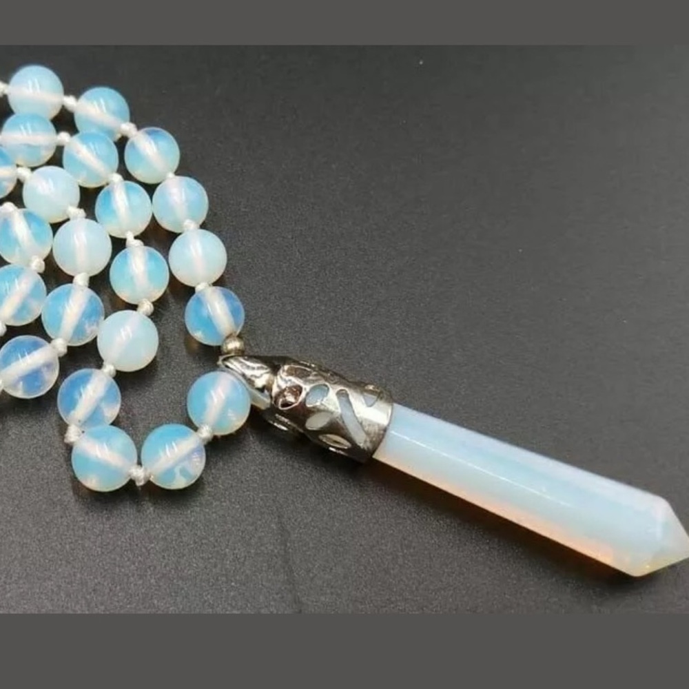Boho Natural Opalite Pendant STATEMENT NECKLACE - Picture 5 of 6